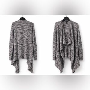 Ann Taylor Factory Heathered Gray Waterfall Cardigan